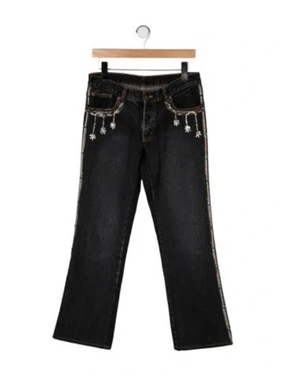 Pre-owned Etro Mid-rise Flared Jeans In Black