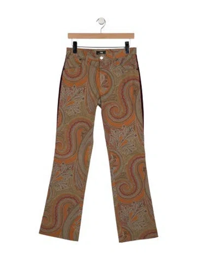 Pre-owned Etro Mid-rise Flared Jeans In Brown