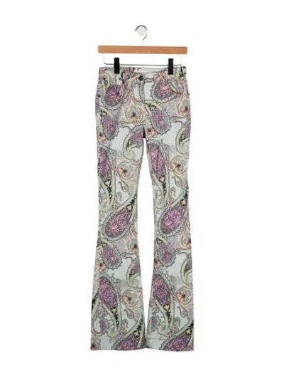 Pre-owned Etro Mid-rise Flared Jeans In Multicolor