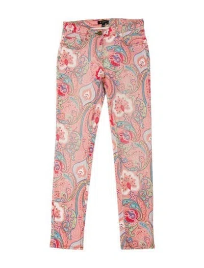 Pre-owned Etro Mid-rise Skinny Leg Jeans In Pink