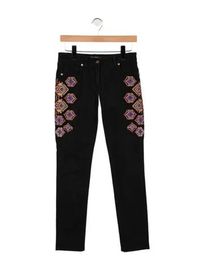 Pre-owned Etro Mid-rise Straight Leg Jeans In Black