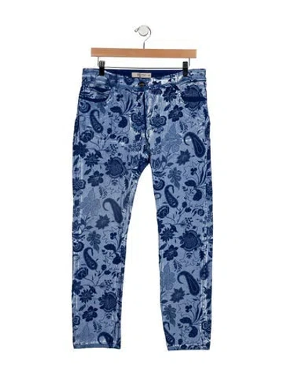 Pre-owned Etro Mid-rise Straight Leg Jeans In Blue