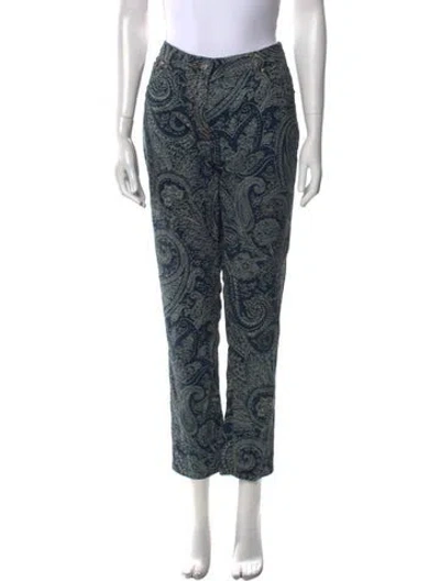 Pre-owned Etro Mid-rise Straight Leg Jeans In Blue