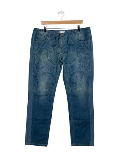 Pre-owned Etro Mid-rise Straight Leg Jeans In Blue