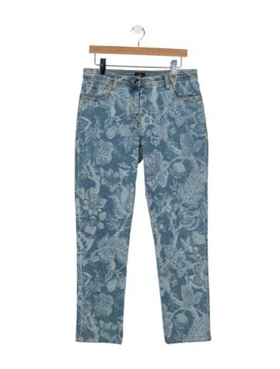Pre-owned Etro Mid-rise Straight Leg Jeans In Blue