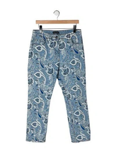 Pre-owned Etro Mid-rise Straight Leg Jeans In Blue