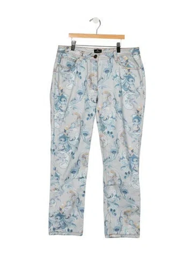 Pre-owned Etro Mid-rise Straight Leg Jeans In Blue