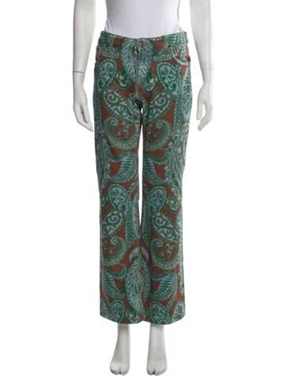 Pre-owned Etro Mid-rise Straight Leg Jeans In Green