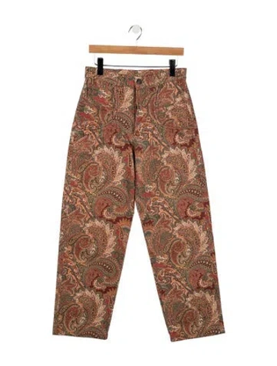 Pre-owned Etro Mid-rise Straight Leg Jeans In Red