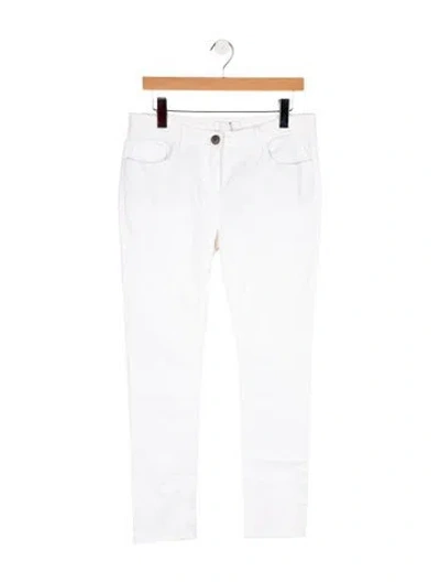 Pre-owned Etro Mid-rise Straight Leg Jeans In White