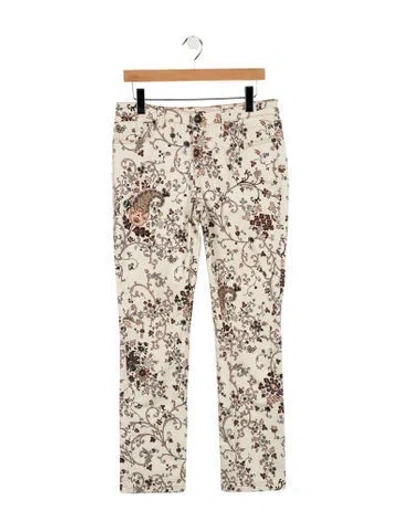 Pre-owned Etro Mid-rise Straight Leg Jeans In White