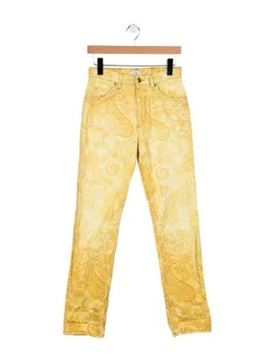 Pre-owned Etro Mid-rise Straight Leg Jeans In Yellow
