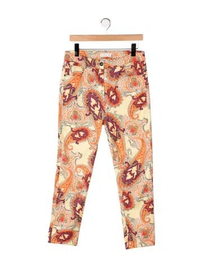 Pre-owned Etro Mid-rise Straight Leg Jeans In Yellow