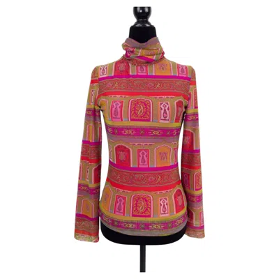 Pre-owned Etro Milano Mesh Jersey With Print On Vintage 2000s Pink Tones