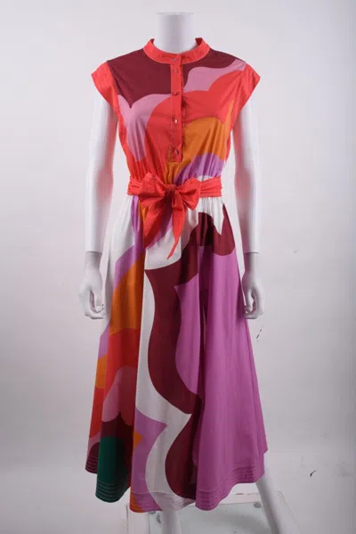 Pre-owned Etro Milano Women Midi Shirt Dress Multicolor Paisley Wave Sz 38 Us 2 Pocket