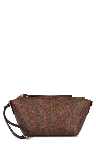Etro Mini Arnica Jacquard Paisley Handbag With Suede Lining In Brown