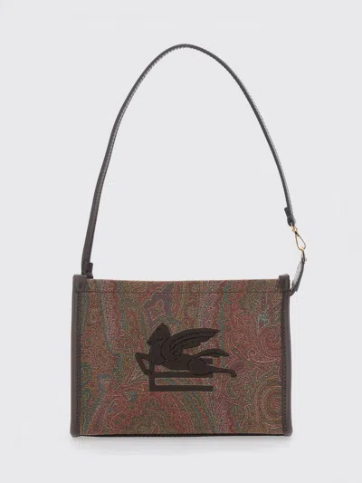 Etro Arnica Pouch With Pegaso Detail In Brown