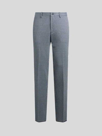 ETRO , MINI CHECK TAILORED TROUSERS, MAN, WHITE, SIZE 60
