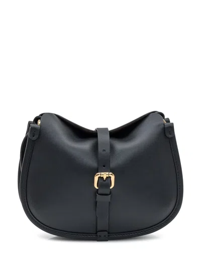 Etro Mini Chic Leather Shoulder Bag With Gold Buckle In Black