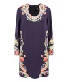 Etro Women Viscose Dress With Iconic Multicolor Print In Blue