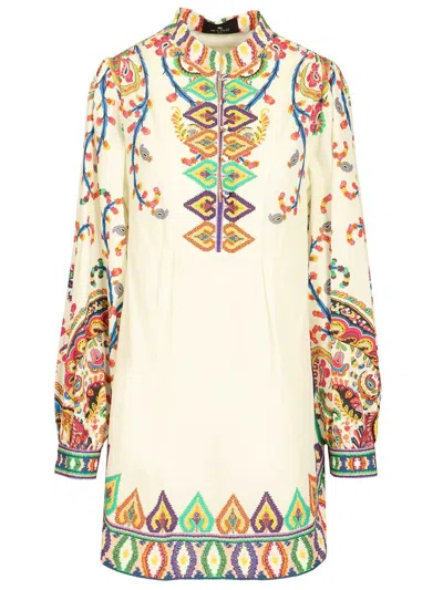 Etro Mini Dress Shirts White In Multi