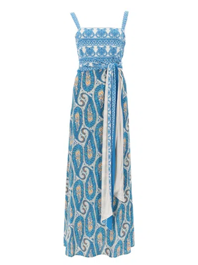 Etro Mini Dress With Luxurious Belt In Blue