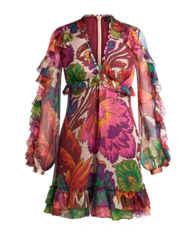 Etro Mini Dress With Maxi Floral Print In Multicolour