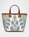 Etro Mini Essential Printed Canvas Shopping Tote Bag In Multi