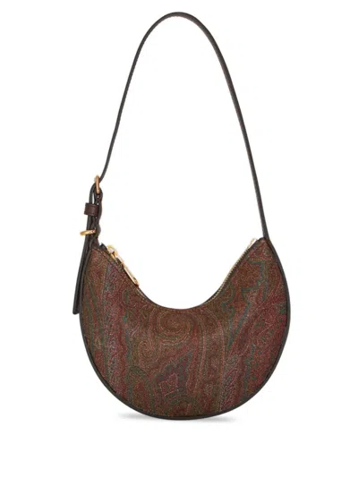 Etro Mini Essential Paisley Hobo Bag In Brown