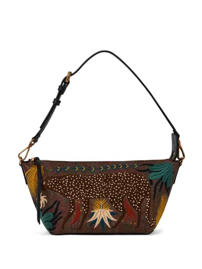 Etro X Tabby Booth Arnica Shoulder Bag With Embroidery In Brown