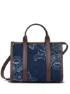 Etro Mini Floral-jacquard Denim Tote Bag In Blue