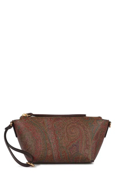 Etro Jacquard Paisley Fabric Shoulder Bag In Brown