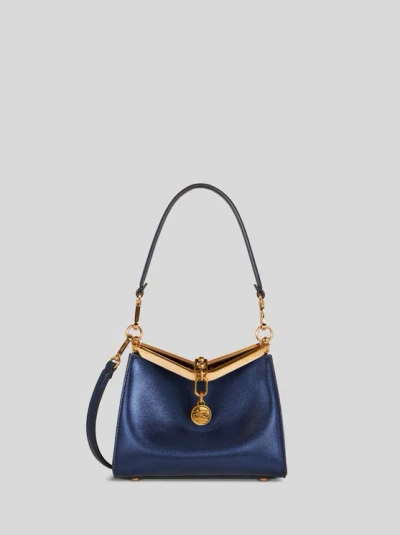 Etro Mini Laminated Vela Bag In Blue