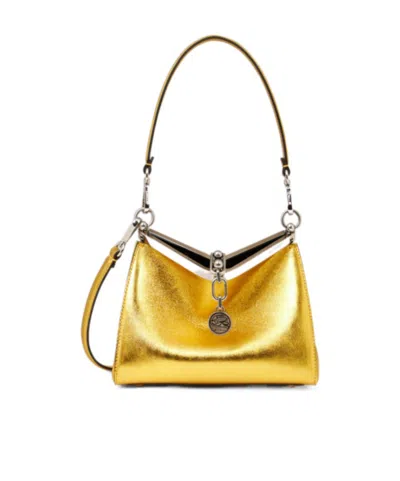 Etro Mini Laminated Vela Bag In Yellow