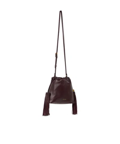 Etro Mini Leather Kalispera Bag With Tassels In Burgundy