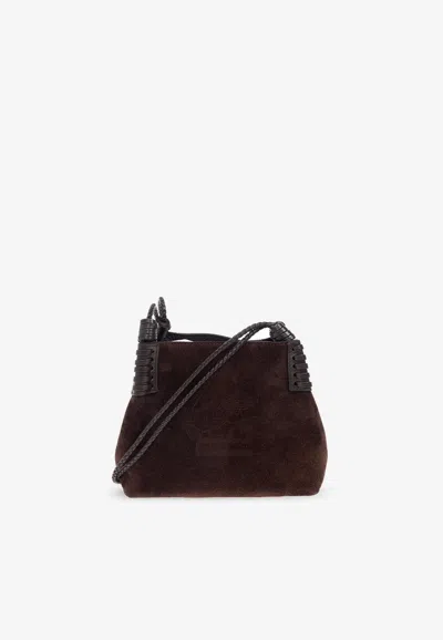 Etro Mini Libra Suede Crossbody Bag In Brown