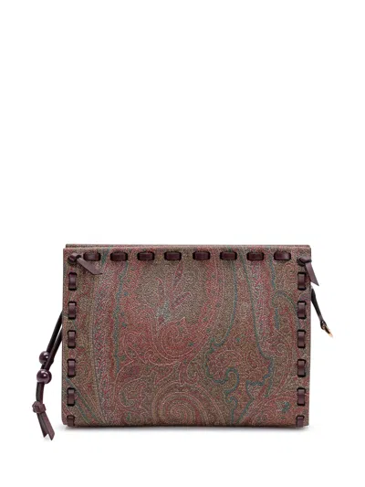 Etro Mini Luxe Leather Shoulder Bag In Brown