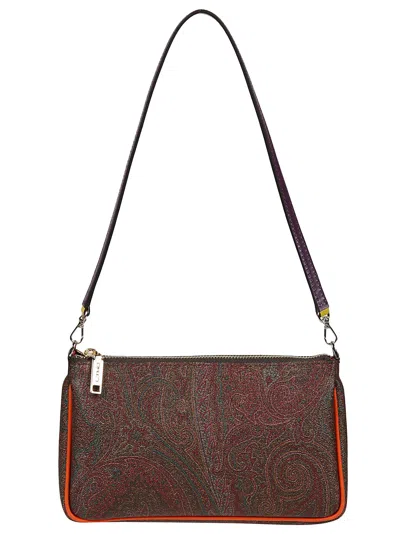 Etro Mini Paisley Contrast-trim Clutch Bag In Bordeaux