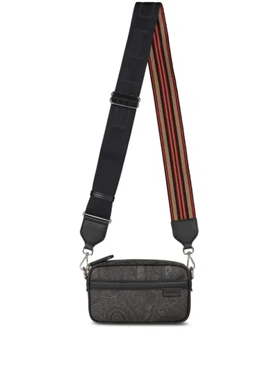 Etro Mini Paisley Print Shoulder Bag In Gray