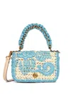 Etro Mini Raffia Tote Bag In Blue