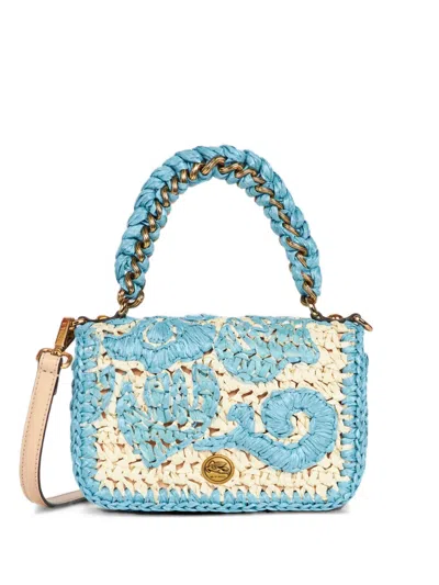 Etro Mini Raffia Tote Bag In Blue