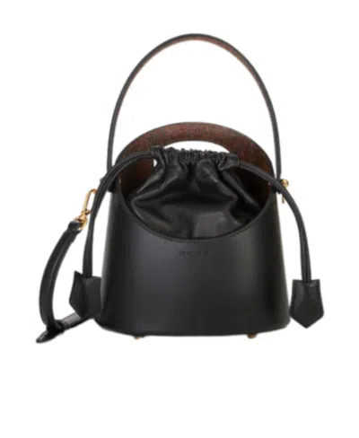 Etro Mini Saturno Bucket Shoulder Bag In Black