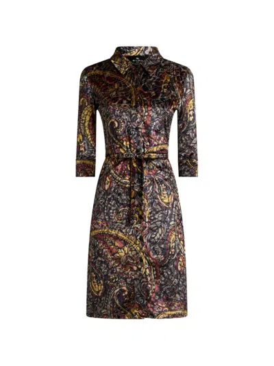 Etro Mini-hemdkleid Aus Burn-out-chenille Mit Floralem Paisley-print In Multi