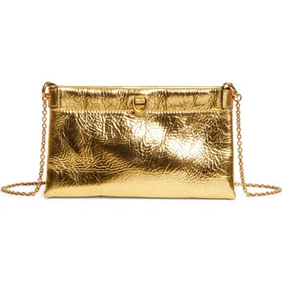 Etro Mini Talk Metallic Leather Clutch In Gold