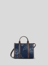 Etro Mini Top-handle Bag In Jacquard Denim In Navy Blue