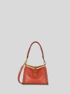 Etro Medium Vela Decorative Stitch Shoulder Bag In Orange