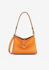 Etro Large Vela Leather Shoulder Bag In Orange