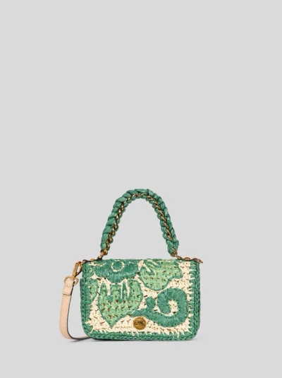 Etro Mini Woven Raffia Bond Bag In Green