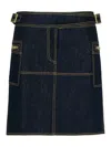 Etro Denim Miniskirt With Slits And Pockets In Blue
