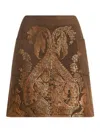 Etro Mini Skirt With Metallic Print In Brown